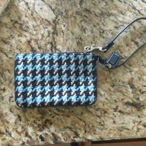 Coach Wool Houndstooth Wristlet